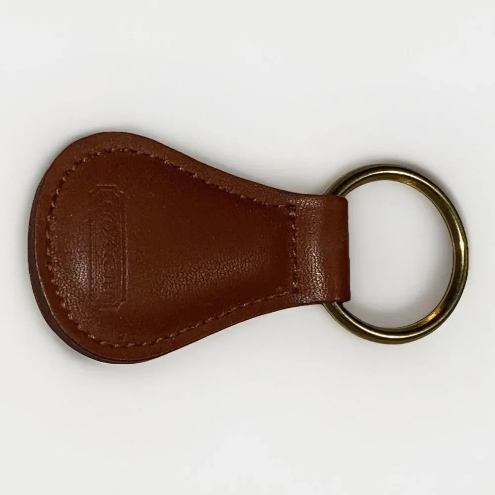 COACH VINTAGE  BROWN/TAN  CLASSIC KEY FOB BRASS 7210 Key Ring EUC